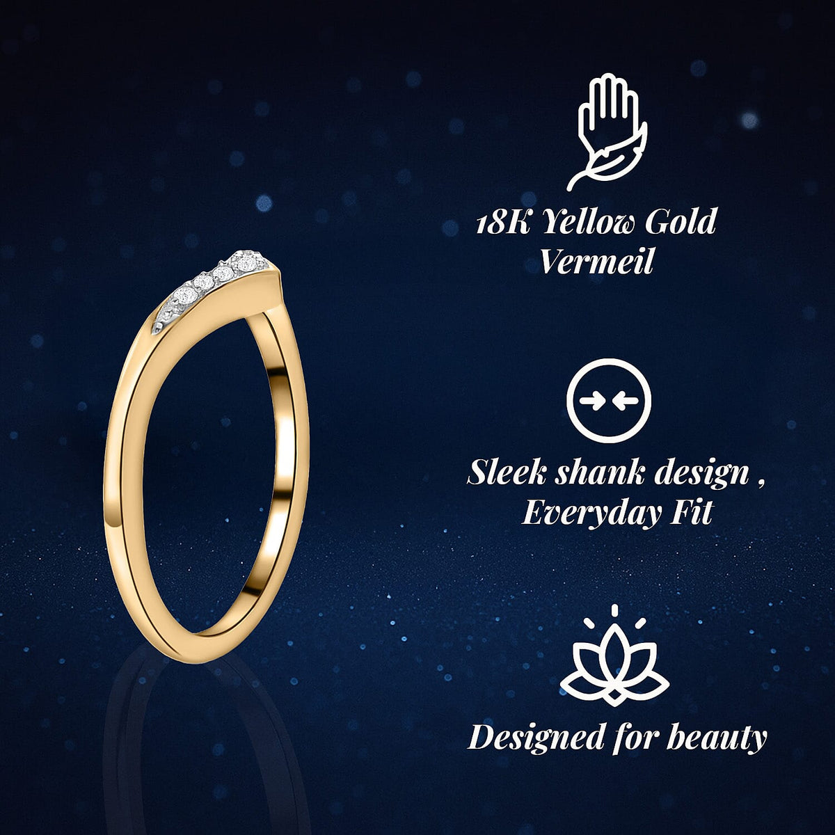 Diamond Wishbone Ring in Sterling Silver with 18K Vermeil Yellow Gold 8943826 4