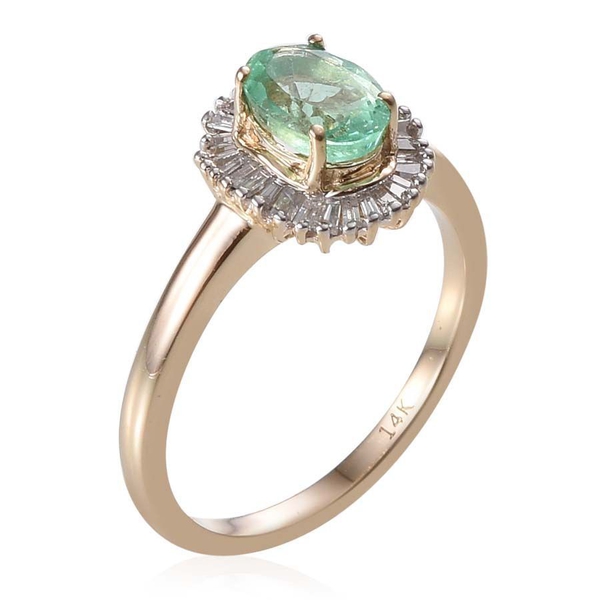 Close Out Deal 14K Y Gold Boyaca Colombian Emerald (Ovl 0.85 Ct), Diamond Ring 1.000 Ct.
