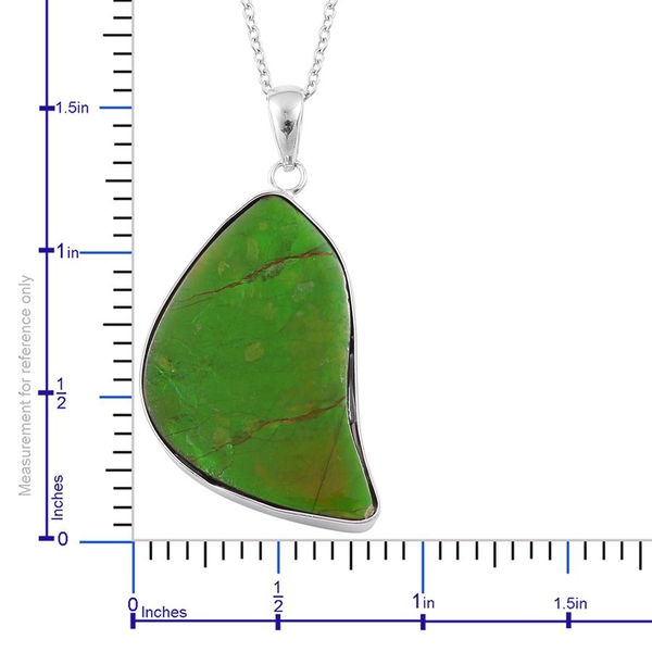 Canadian Ammolite Pendant With Chain in Rhodium Plated Sterling Silver 19.250 Ct.