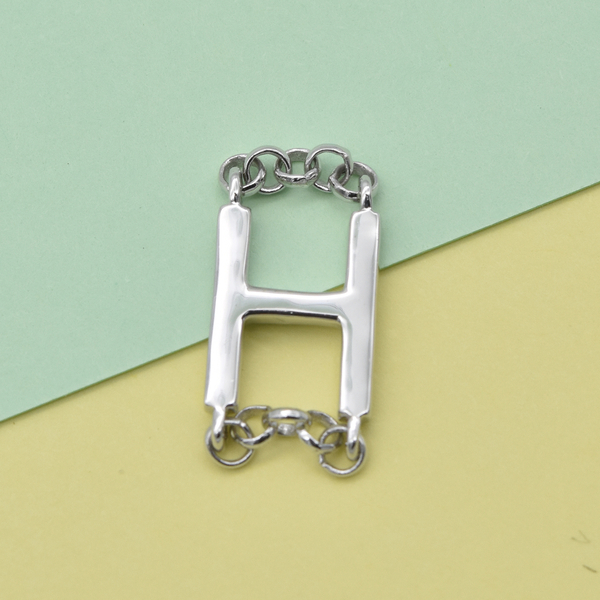 Platinum Overlay Sterling Silver Initial H Charm