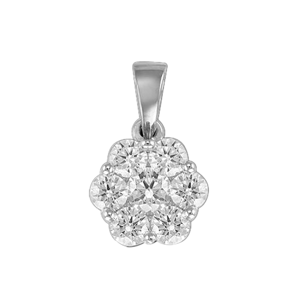RHAPSODY 950 Platinum IGI Certified Diamond (Rnd 0.22 Ct) (VS/ E-F) 7 Stone Floral Pendant 1.000 Ct.