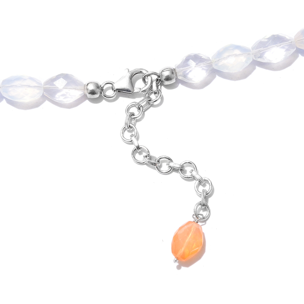Auction Only Deal-Extremely Rare Size Shades of Fire Opal (Ovl) Necklace (Size 18 with 2 inch Extender) in Platinum Overlay Sterling Silver 85.500 Ct.
