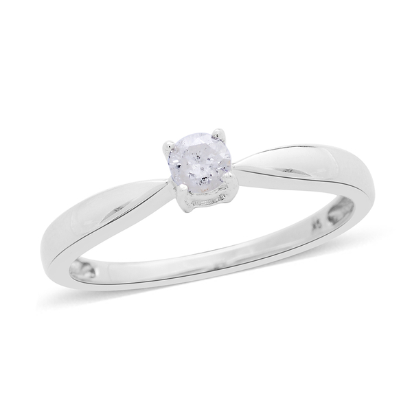 9K White Gold 0.25 Carat SGL Cerfified Diamond I3/G-H Solitaire Ring