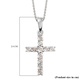 Diamond Pendant With Chain (Size 20) in Platinum Overlay Sterling Silver