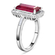 African Ruby (FF) and Diamond Ring in Platinum Overlay Sterling Silver 4.18 Ct.