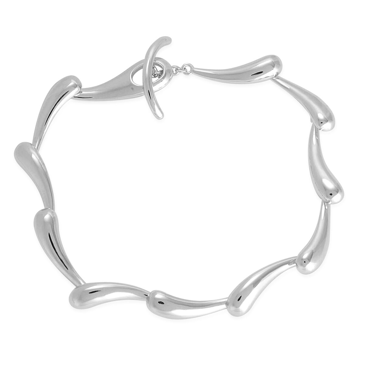 LucyQ Ripple Collection Rhodium Plated Sterling Silver Bracelet (Size 7.5) 13.15 Gms.