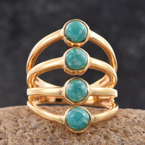 Amazonite (Rnd) Ring in ION Plated 18K Yellow Gold Bond 2.500 Ct.
