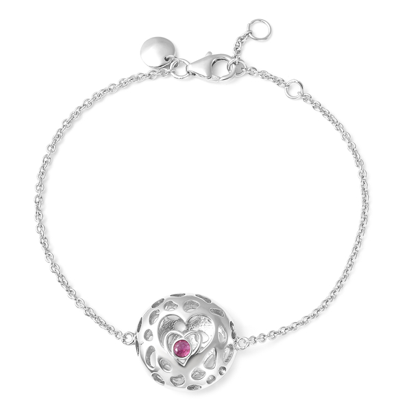 RACHEL GALLEY Amore Collection - African Ruby (FF) Bracelet (Size 8) in Rhodium Overlay Sterling Silver, Silver wt. 6.76 Gms