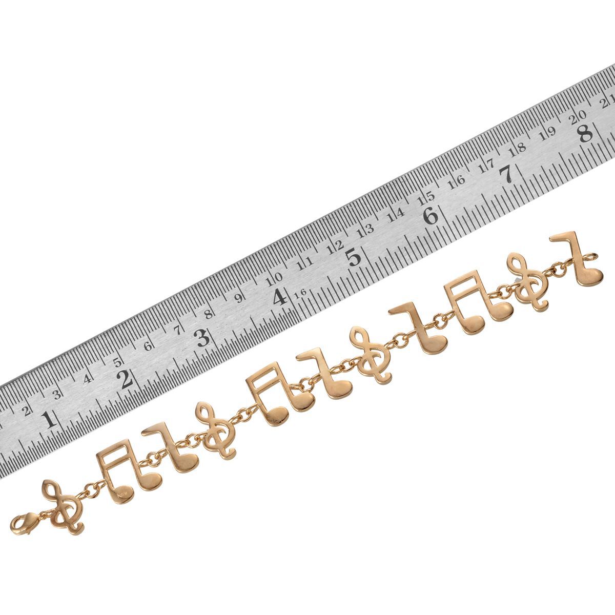 Music Notes Bracelet in ION Plated 18K Yellow Gold Bond (Size 7.5)
