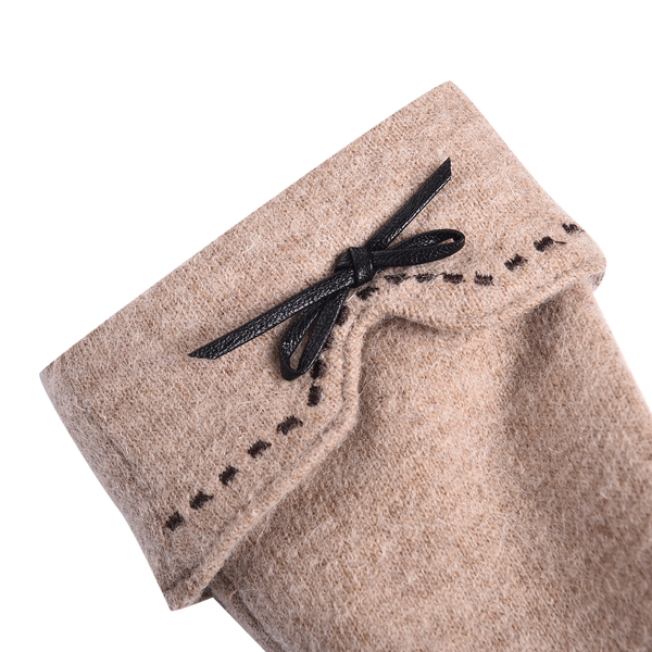 Super Soft Winter Cashmere Gloves with Bowknot - Khaki
