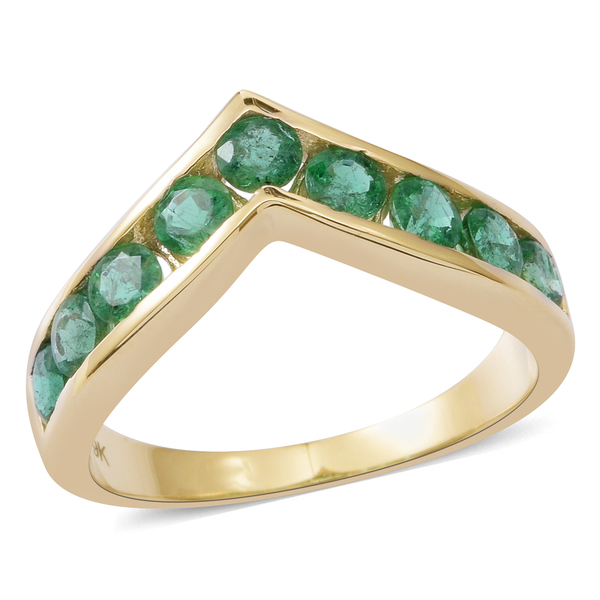 1.25 Carat AA Zambian Emerald Wishbone Ring in 9K Gold 3.5 Grams