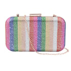 Crystal Decorative Clutch Bag with Long Chain Strap (Size 20x12x5Cm) - Rainbow