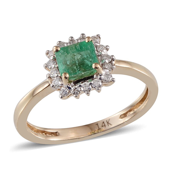 Close Out Deal 14K Y Gold Boyaca Colombian Emerald (Oct 0.75 Ct), Diamond Ring 0.850 Ct.