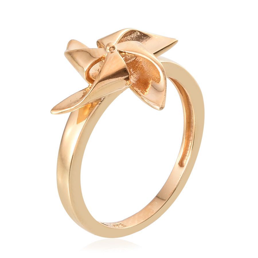 14K Gold Overlay Sterling Silver Origami Windmill Ring, Silver wt 2.97 Gms.