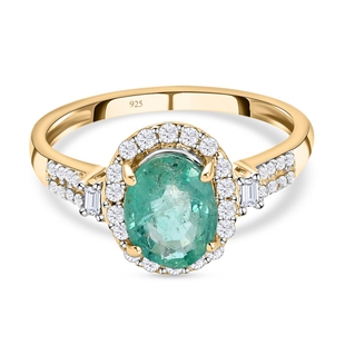 Queen Of Emeralds 9K Yellow Gold Kagem Zambian Emerald and Diamond Ring 1.40 Ct.