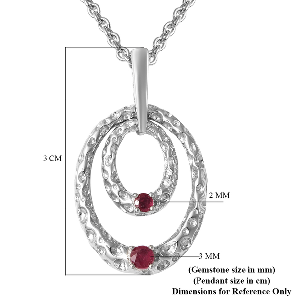 RACHEL GALLEY Allegro Collection - African Ruby (FF) Pendant with Chain (Size 18/20/24) in Rhodium Overlay Sterling Silver, Silver wt. 10.57 Gms