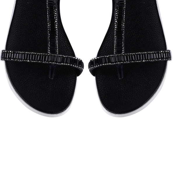 Ella Alison Toe Post Comfortable Sandal in Black (Size 4)