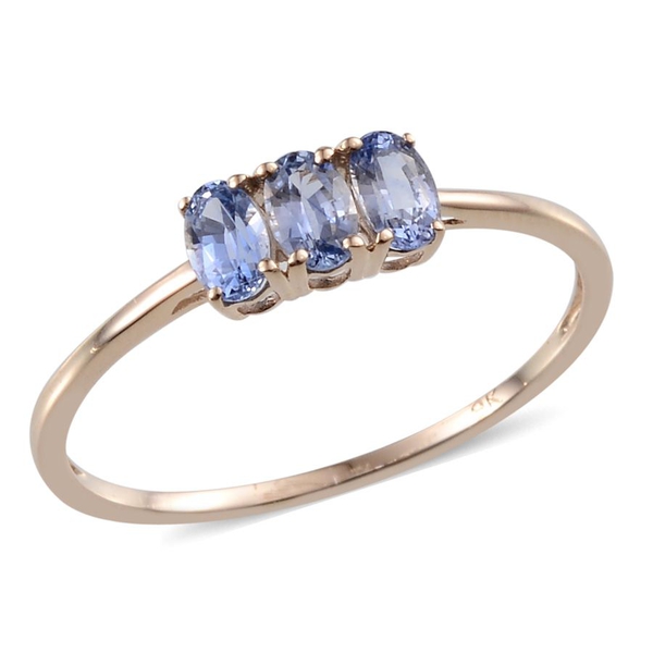 0.75 Ct Ceylon Blue Sapphire Trilogy Ring in 9K Gold