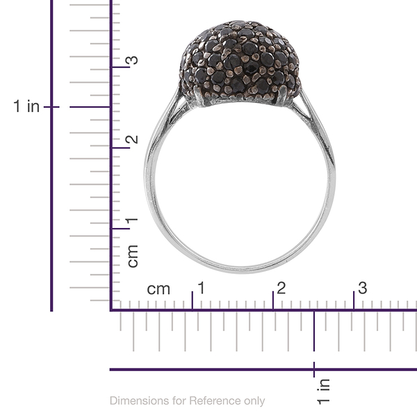 Boi Ploi Black Spinel (Rnd) Cluster Ring in Rhodium Plated Sterling Silver 2.500 Ct.