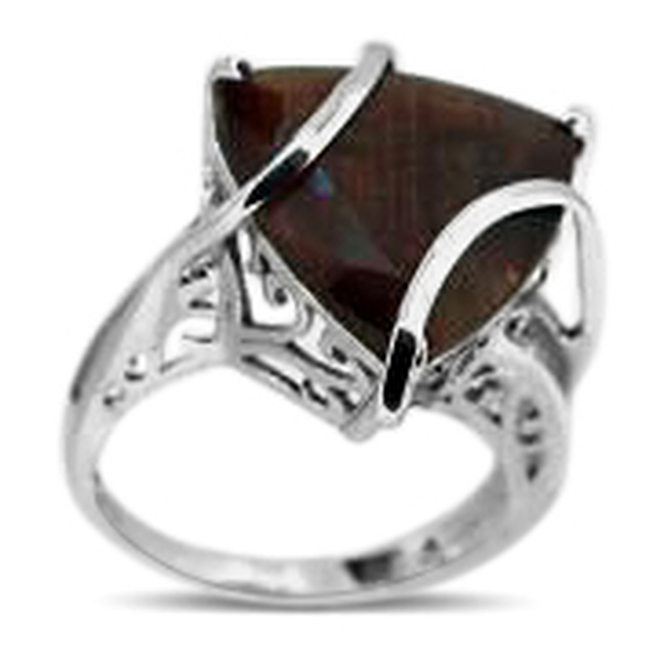 Chocolate Sapphire (Trl) Solitaire Ring in Rhodium Plated Sterling Silver 12.000 Ct.