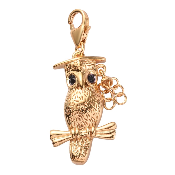 Graduation Owl Charm in 14K Gold Overlay Sterling Silver