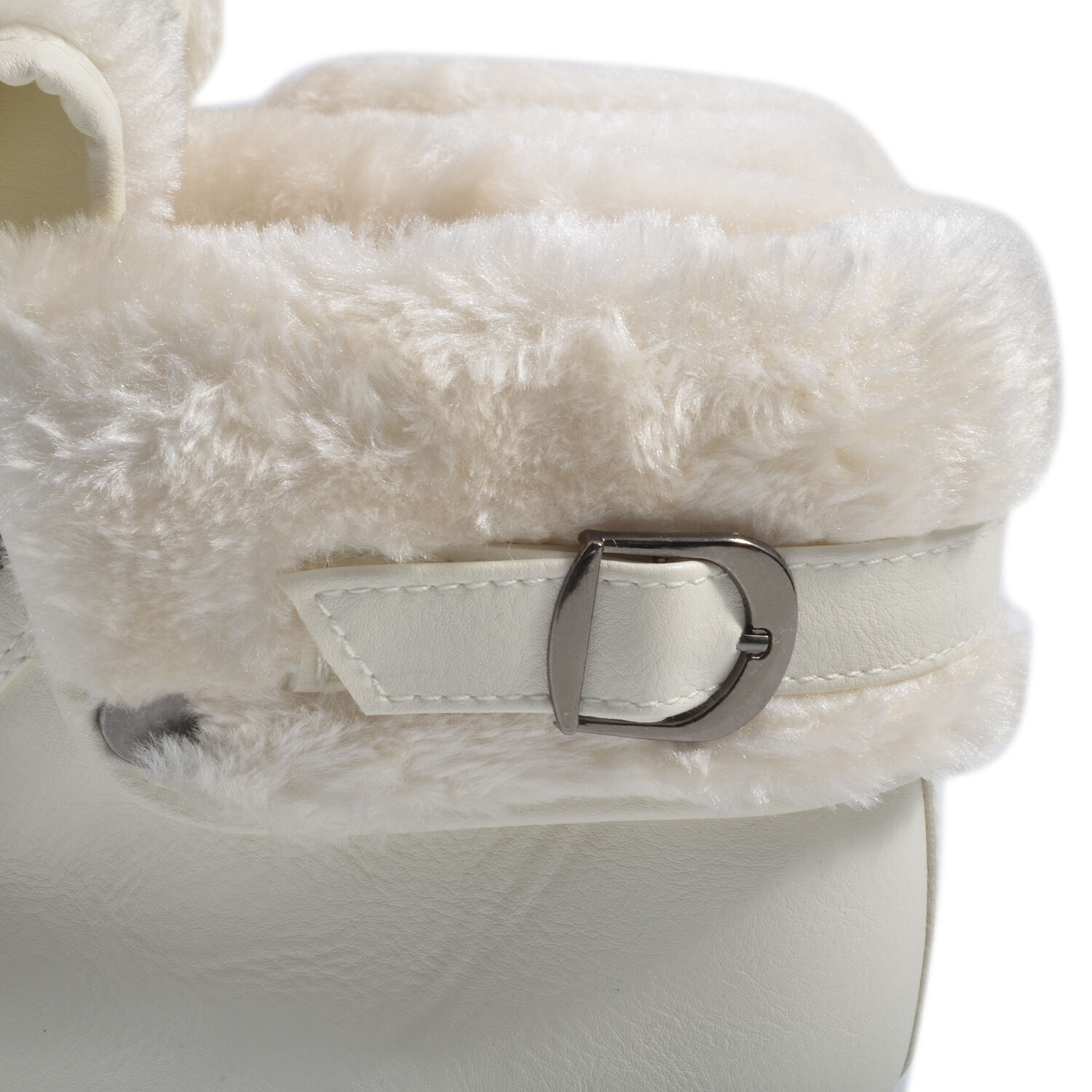 Womens Flat Faux Fur Lined Grip Sole Winter Ankle Boots (Size 8) - White