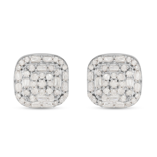 Diamond Stud Earrings (with Push Back) in Sterling Silver 0.53 Ct.