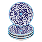 Jaipur Blue - Set of 4 Hand Painted Ceramic Plates (Size 25 Cm) - Blue & White