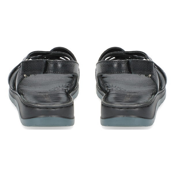 CAPRICE Leather Flat Sandal (Size 3.5) - Black