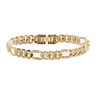 Hatton Garden Close Out- Italian Made Close Out - 9K Yellow Gold Figaro Bracelet (Size - 7.5), Gold 