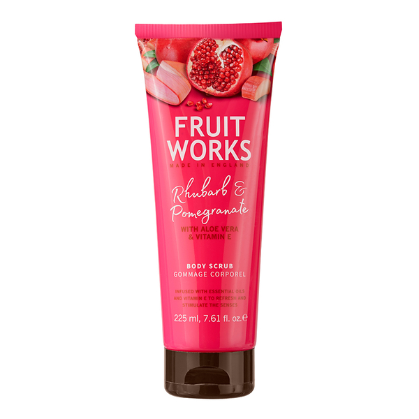 FruitWorks: Rhubarb & Pomegranate Body Scrub (With Aloe Vera & Vitamin E) - 225ml