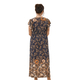 Tamsy Floral Pattern Stretch Waistband Maxi Dress (Size 8-20) - Navy