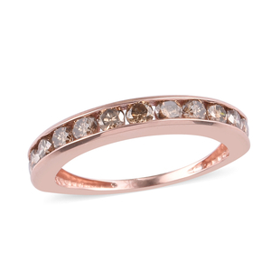 9K Rose Gold SGL Certified Champagne Diamond (I2) Band Ring 1.00 Ct.