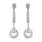 Diamond Dangle Earrings (with Push Back) in Platinum Overlay Sterling Silver
