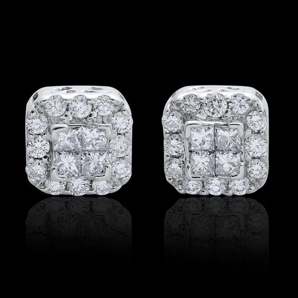 RHAPSODY 950 Platinum SGL Certified Diamond (Sqr) (VS/E-F) Stud Earrings (with Screw Back) 0.500 Ct.