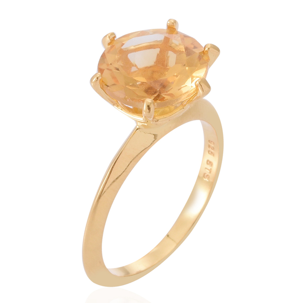 AA Brazilian Citrine (Rnd) Solitaire Ring in 14K Gold Overlay Sterling Silver 3.500 Ct.
