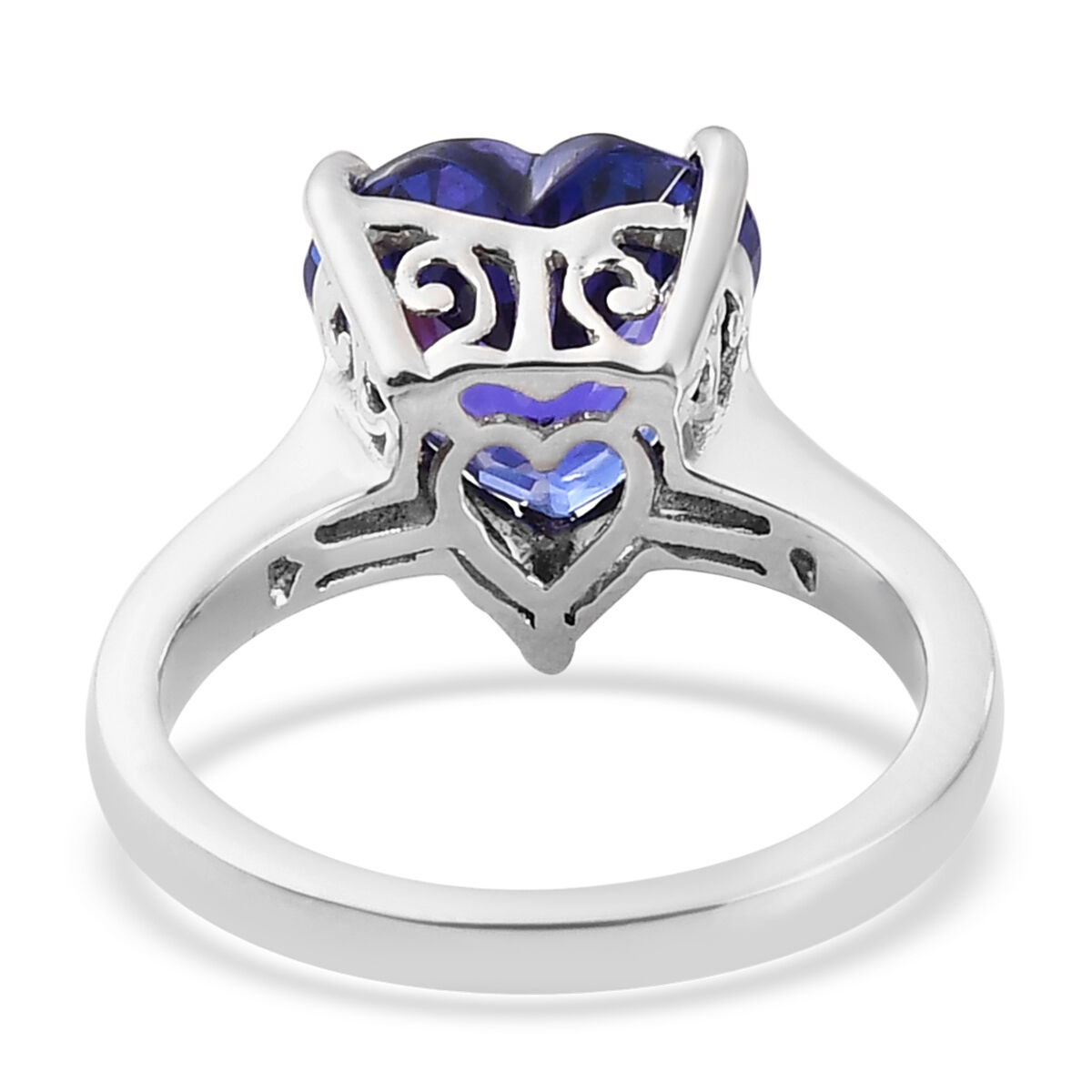 RHAPSODY 950 Platinum AAAA Tanzanite and Diamond (VS-E-F) Heart  Ring 5.280 Ct, Platinum Wt. 5.97 Gms
