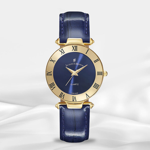 Jacques Du Manoir Swiss Movement Blue Dial Water Resistant Coupole Watch with Blue Strap - 33mm
