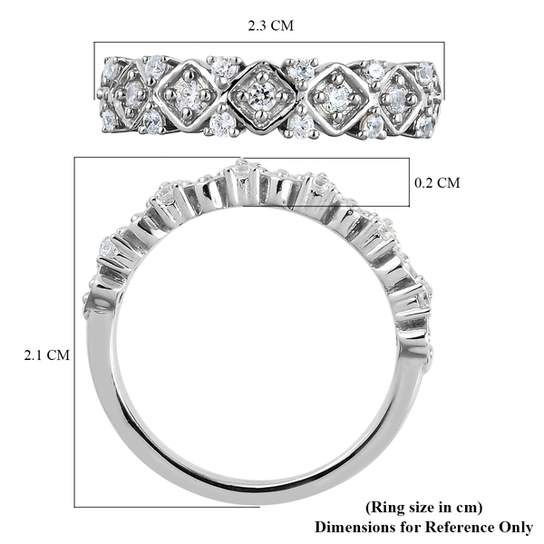 Lustro Stella Platinum Overlay Sterling Silver Half Eternity Ring Made with Finest CZ