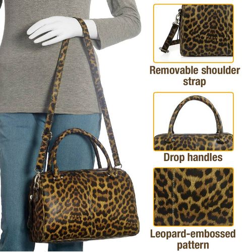 HKK Close Out- 100% Super Soft Genuine Leather Leopard Print Bowling Bag (Size 29x23x10 Cm ...