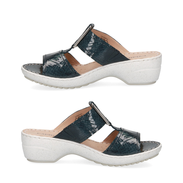 Caprice Nappa Wider Fit Leather Slider Sandal in Navy (Size 4)