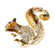 Multi Colour Crystal Enamelled Squirrel Brooch in Gold Tone