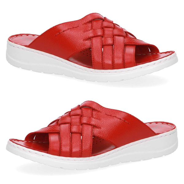 Caprice Leather Nappa Slider Sandal - Red