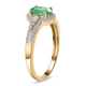 9K Yellow Gold AAA Kagem Zambian Emerald and Diamond Ring 1.06 Ct.