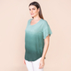 TAMSY 100% Viscose Ombre Pattern Short Sleeve Top (Size XXL, 24-26) - Dark Green