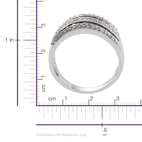 Blue Diamond (Bgt), White Diamond Ring in Platinum Overlay Sterling Silver 1.000 Ct.