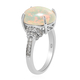 Extremely Rare Size Wegel Tena Opal (OV 3.158 Cts) and Natural Cambodian Zircon Ring in Platinum Overlay Sterling Silver 3.50 Ct.