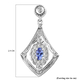 Tanzanite and Natural Cambodian Zircon Dangling Earrings in Platinum Overlay Sterling Silver 1.27 Ct.
