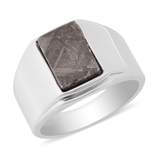 Meteorite Ring in Rhodium Overlay Sterling Silver 7.00 Ct, Silver Wt. 8.00 Gms
