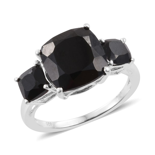 Boi Ploi Black Spinel (Cush 3.00 Ct) 3 Stone Ring in Sterling Silver 4.000 Ct.